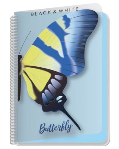 Dnevnik sa spiralom Black&White - Butterfly, A6, 80 listova, široki redovi, asortiman - 3