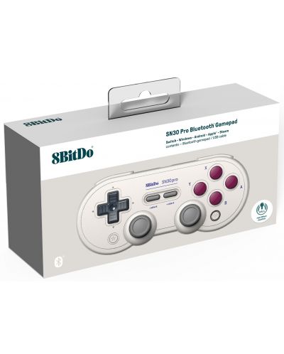 Bežični kontroler 8BitDo - SN30 Pro, Hall Effect Edition, G Classic, White (Nintendo Switch/PC) - 5