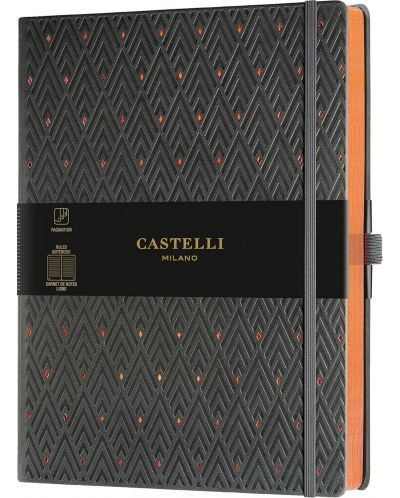 Dnevnik Castelli Copper & Gold - Diamonds Copper, 19 x 25 cm, s linijama - 1