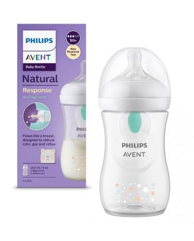 Bočica za bebe Philips Avent - Natural Response 3.0, AirFree, 260 ml, Koala - 1