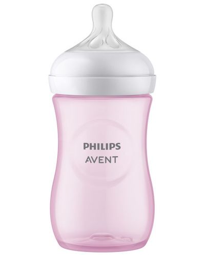 Bočica za bebe Philips Avent - Natural Response 3.0, sa sisačem 1 m+, 260 ml, ružičasta - 4