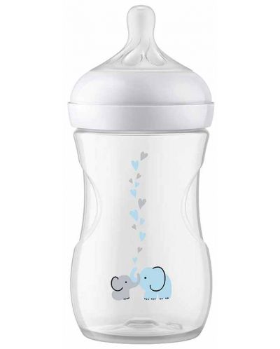 Bočica za bebe Philips Avent - Natural Response 3.0, AirFree, 1m+, 260 ml, Slon - 4