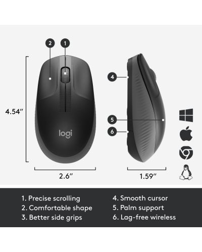 Bežični miš Logitech - M190, crni - 6