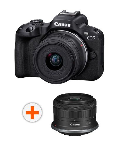 Kamera bez ogledala Canon - EOS R50, RF-S 18-45mm, f/4.5-6.3 IS STM + Objektiv Canon - RF-S, 10-18mm, f/4.5-6.3, IS STM - 1
