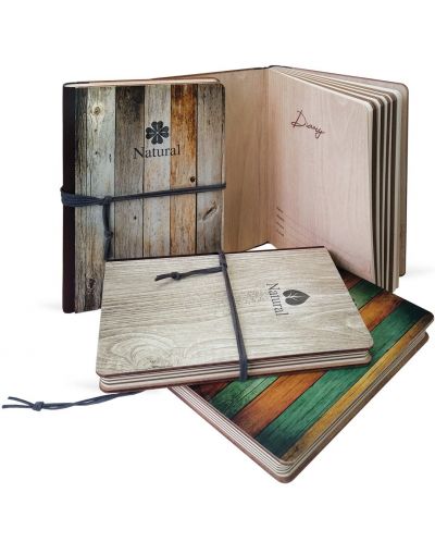 Bilježnica s drvenim koricama Lastva B6 - Natural, asortiman - 3
