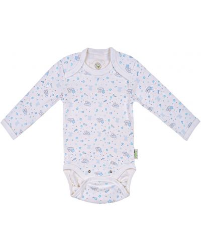 Dječji bodi dugih rukava Bio Baby - Organski pamuk, 68 cm, 4-6 mjeseci, bijelo-plavi - 1
