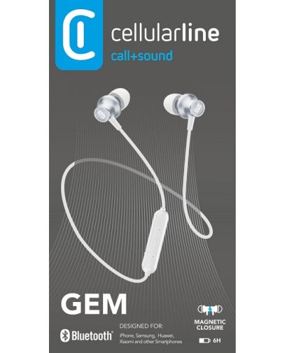 Bežične slušalice s mikrofonom Cellularline - Gem, bijele - 4