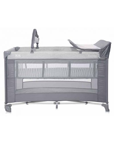 Krevetić za bebe na 2 nivoa Lorelli - Torino Plus, Grey striped elements  - 3