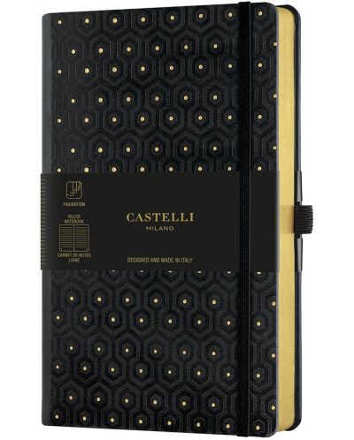 Bilježnica Castelli Copper & Gold - Honeycomb Gold, 13 x 21 cm, s linijama - 1