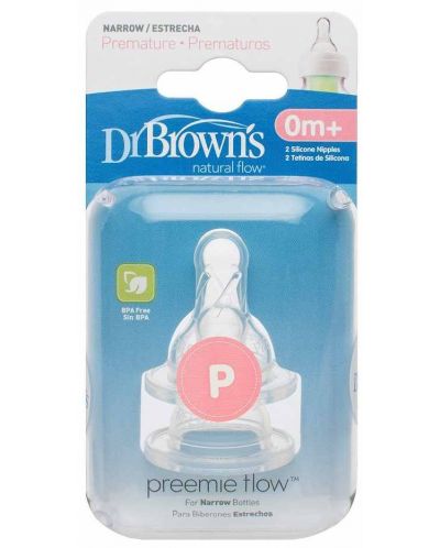 Sisač Dr. Brown's - Za bočice Narrow-Neck Nipple, Preemie, 2 komada - 2