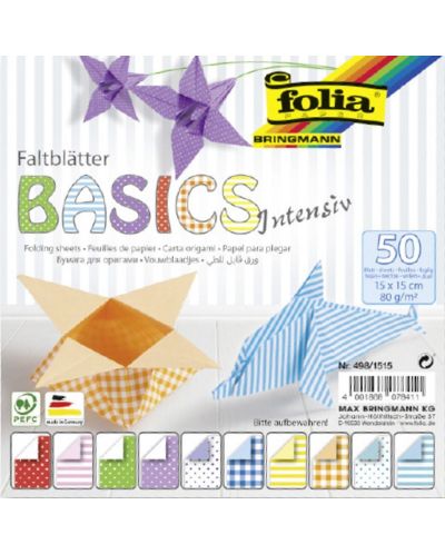 Blok s papirima u boji za origami Folia - Basics Intensive - 1