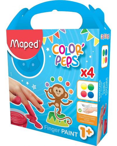 Boje za slikanje prstima Maped Color Peps - 4 boje, 80 ml - 1