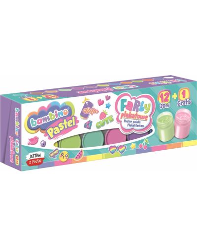 Boje za plakate Bambino Premium - 12+1 pastelne boje, 20 ml, asortiman - 2