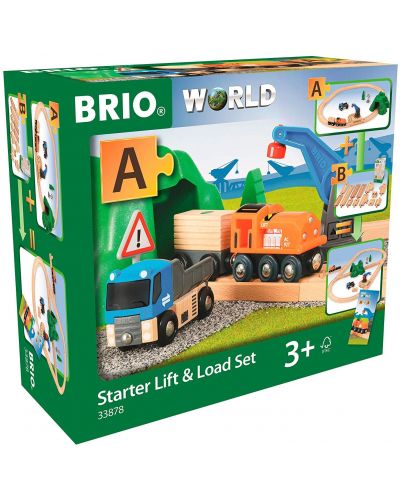 Igralni set od drveta Brio World – Teretni vlak s tračnicama i kamionom - 5