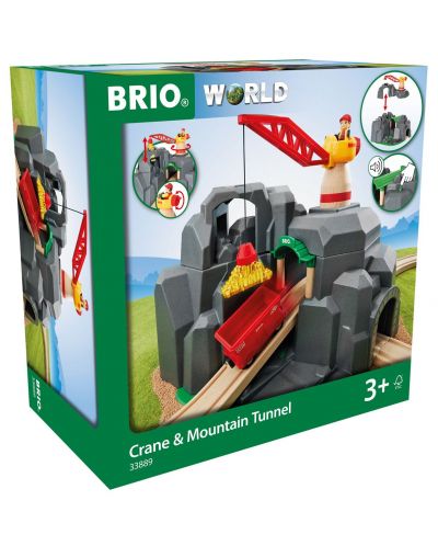 Igralni set od drveta Brio World – Tunel s dizalicom - 4