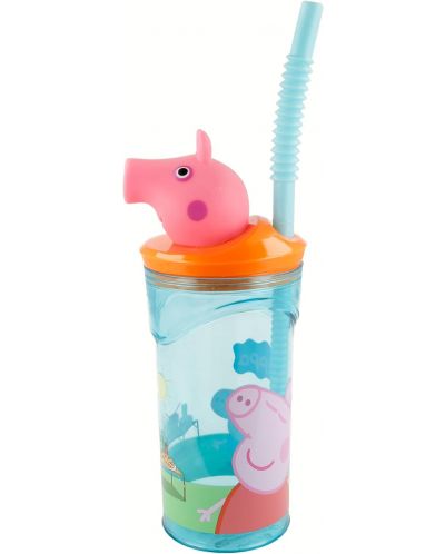 Čaša sa slamkom i 3D figuricom Stor Peppa Pig - Core, 360 ml - 2