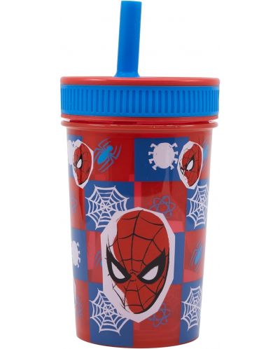 Čaša sa slamkom Stor Spider-Man - Arachnid Grid, 465 ml - 1