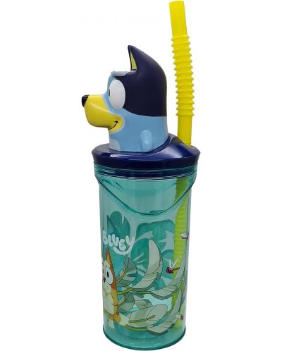 Čaša sa slamkom i 3D figuricom Stor Bluey - 360 ml - 3