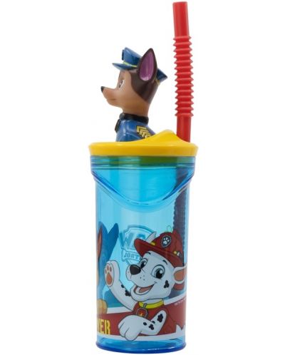 Čaša sa slamkom i 3D figuricom Stor Paw Patrol - Pup Power, 360 ml - 3