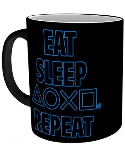 Šalica s termo efektom ABYstyle Games: PlayStation - Eat Sleep Repeat - 1
