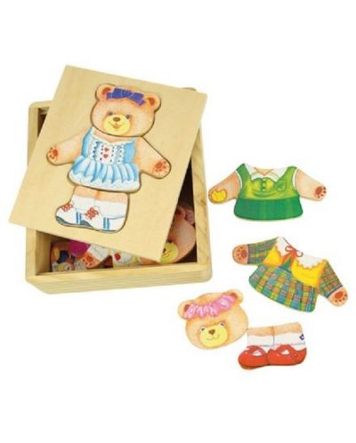 Drvena igračka Bigjigs - Medvjedić za presvlačanje, Mrs Bear - 1