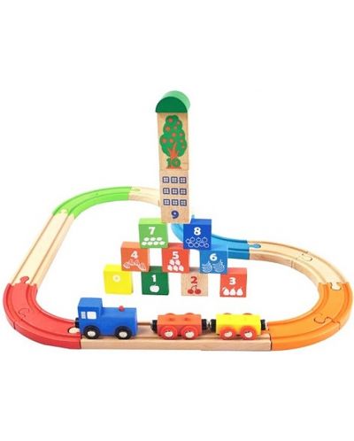 Drveni vlak s tračnicama Acool Toy - 29 elemenata - 1