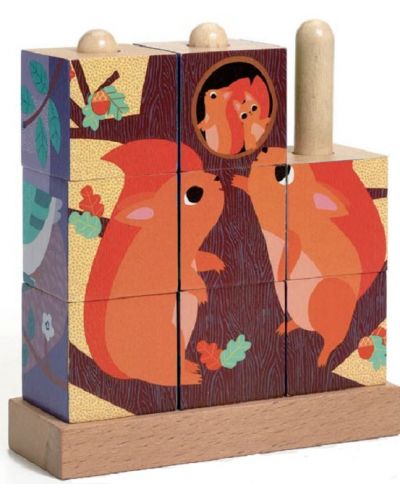 Drvene kocke za nizanje Djeco - Životinje - 1