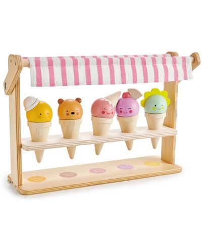 Drvena igračka Tender Leaf Toys - Štand sa sladoledom, osmijesi i korneti - 4