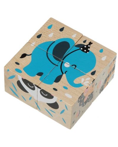 Drvene kocke Cubika - Životinje, 4 kockice, 6 slagalica - 5