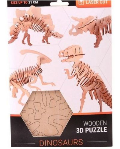 Drvena 3D slagalica Johntoy - Dinosauri, 4 vrste - 2