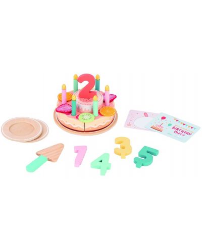 Drveni set Lelin - Rođendanska torta, s dodacima - 2
