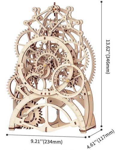Drvena 3D slagalica Robo Time od 166 dijelova - Sat s njihalom - 3