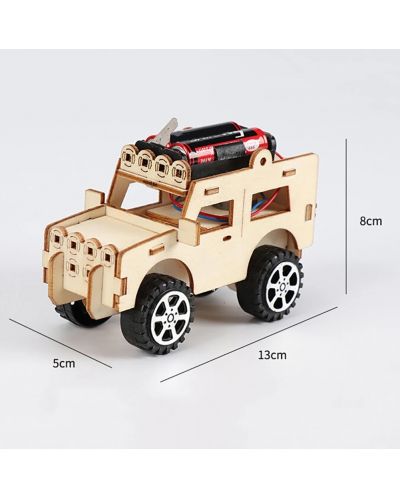 Drveni set Acool Toy - Napravi sam drveni džip s baterijama - 5