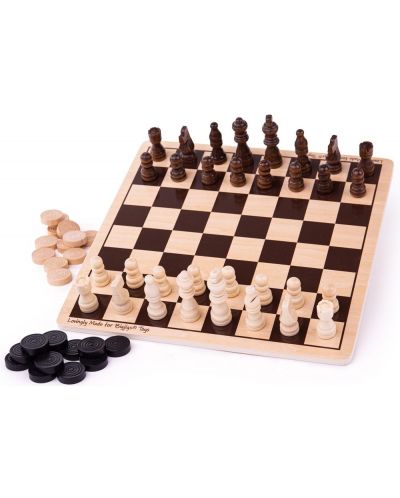 Drvena igra 2 u 1 Bigjigs - Šah i backgammon - 1