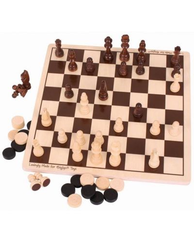 Drvena igra 2 u 1 Bigjigs - Šah i backgammon - 3