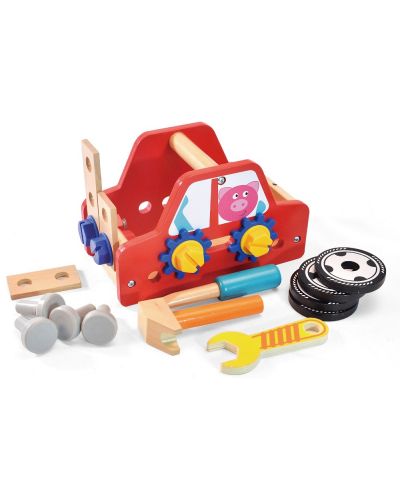 Drveni set Acool Toy - Montažni automobil, s vijcima i maticama - 1