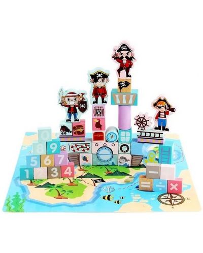 Drveni blokovi Raya Toys - Pirati, 99 dijelova - 1