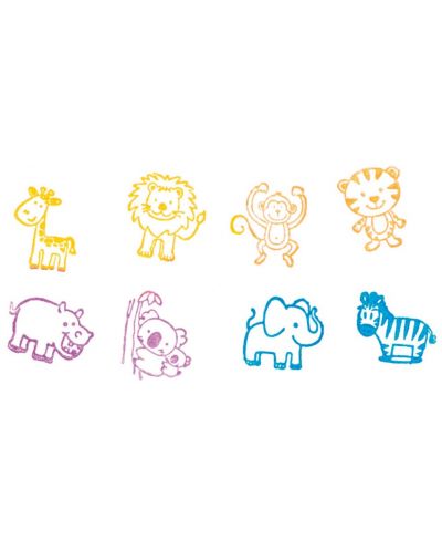 Drveni pečati Goki - Divlje životinje s jastučićem u boji - 3