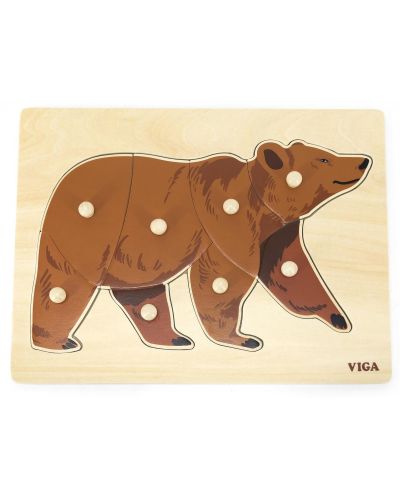 Drvena Montessori slagalica Viga - Medvjed - 1