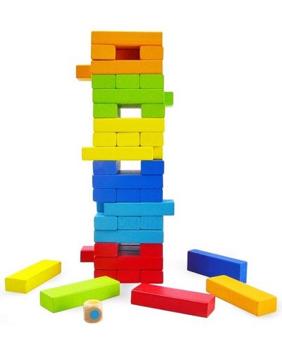 Drvena igra ravnoteže u boji Acool Toy - Jenga s kockicama - 1