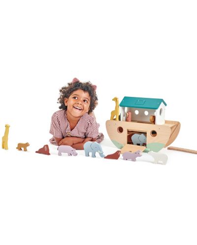 Set drvenih figurica Tender Leaf Toys - Noina arka sa životinjama - 5