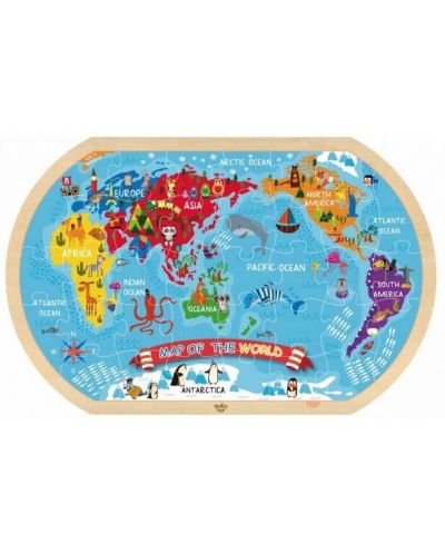 Drvena slagalica Tooky toy - Karta svijeta - 1