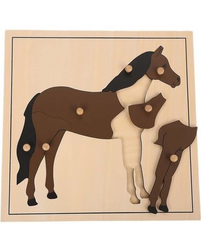 Drvena mini slagalica sa životinjama Smart Baby - Konj, 7 dijelova - 1