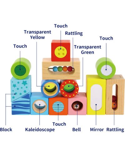 Drveni blokovi s različitim elementima Tooky Toy - 2