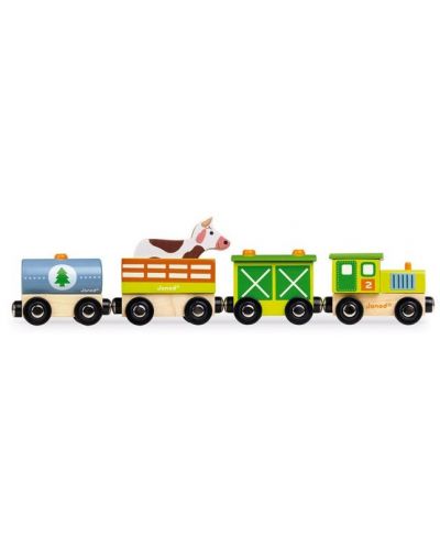 Drvena magnetna igračka Janod - Vlak, farma - 1