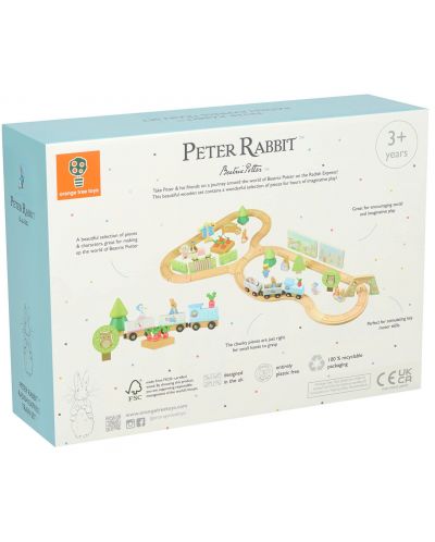 Drveni set za igru Orange Tree Toys Peter Rabbit - Vlak s tračnicama i figurama - 7