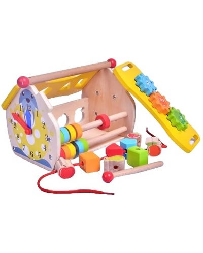 Drvena kuća Acool Toy - Sa ksilofonom, sorterom, zupčanicima, satom, abakusom - 1