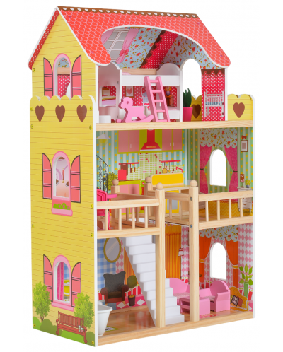 Drvena kućica za lutke Moni Toys - Emily, sa 17 dodataka - 1