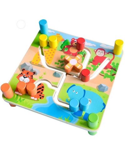 Drveni labirint Acool Toy - Sa žljebovima i životinjama - 1