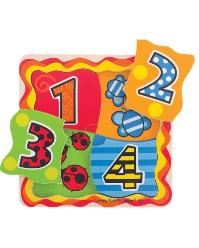 Drvene puzzle Bigjigs - Raznobojni brojevi - 1